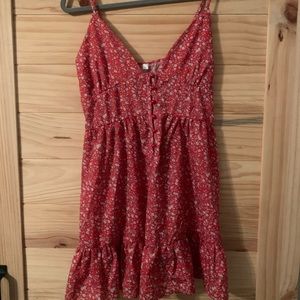 Red floral tank dress
